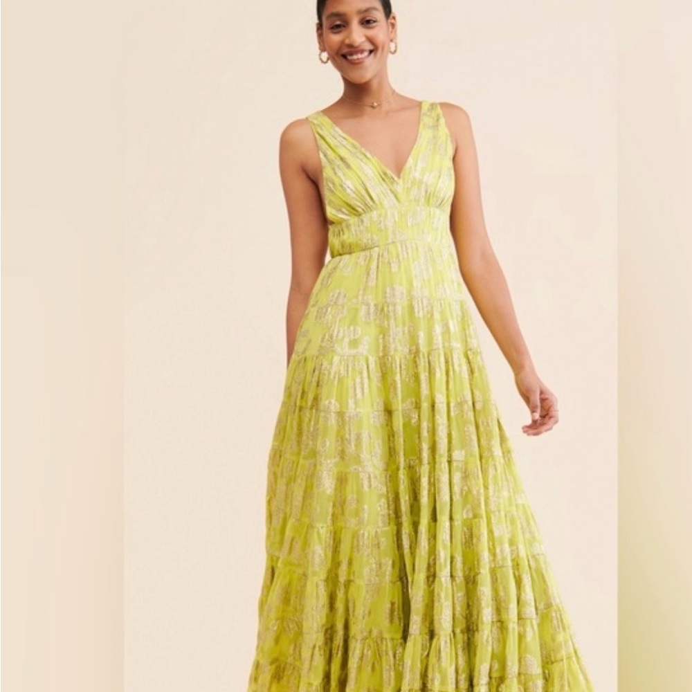 Anthropologie Vibrant Green Maxi Dress